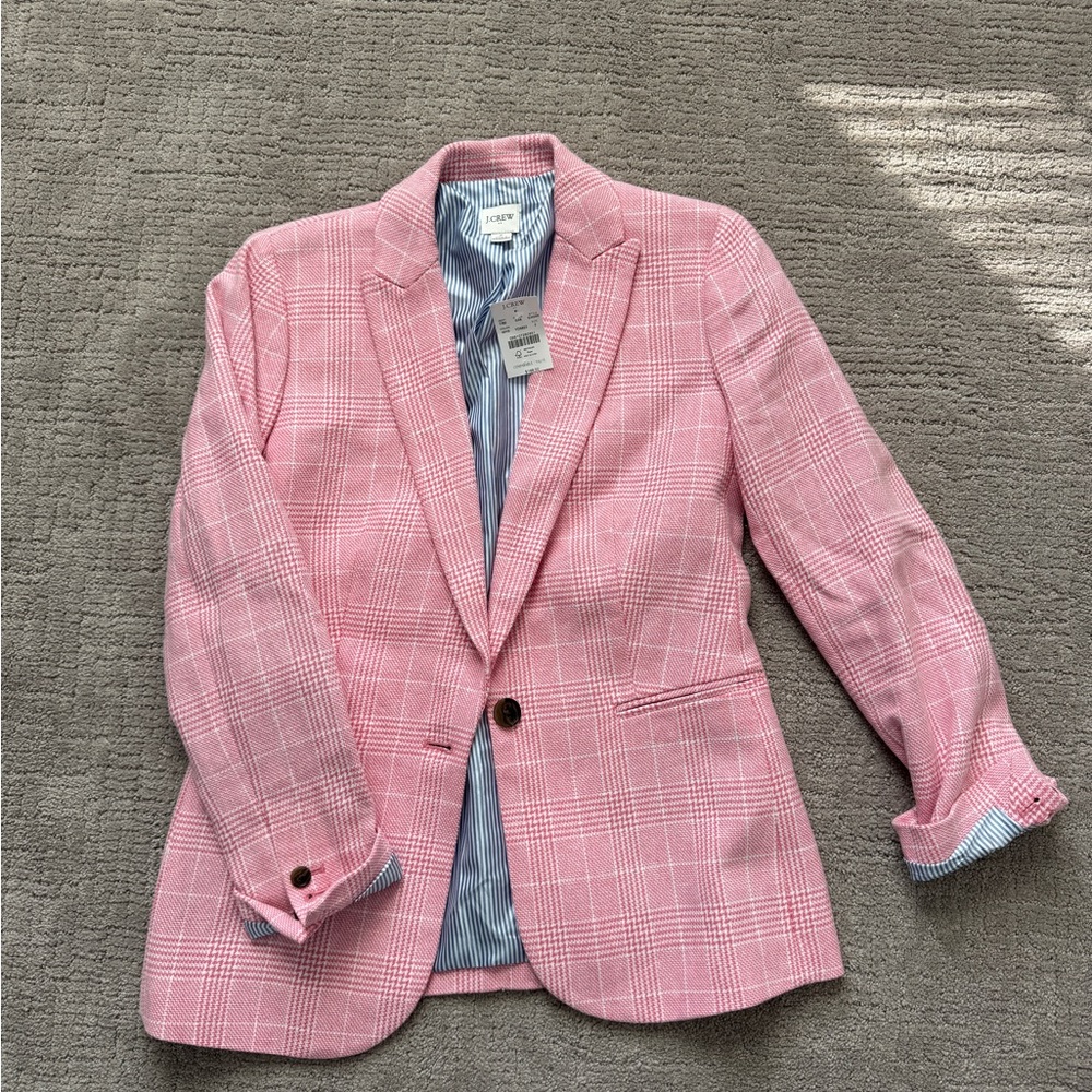 J Crew Pink Checkered Blazer